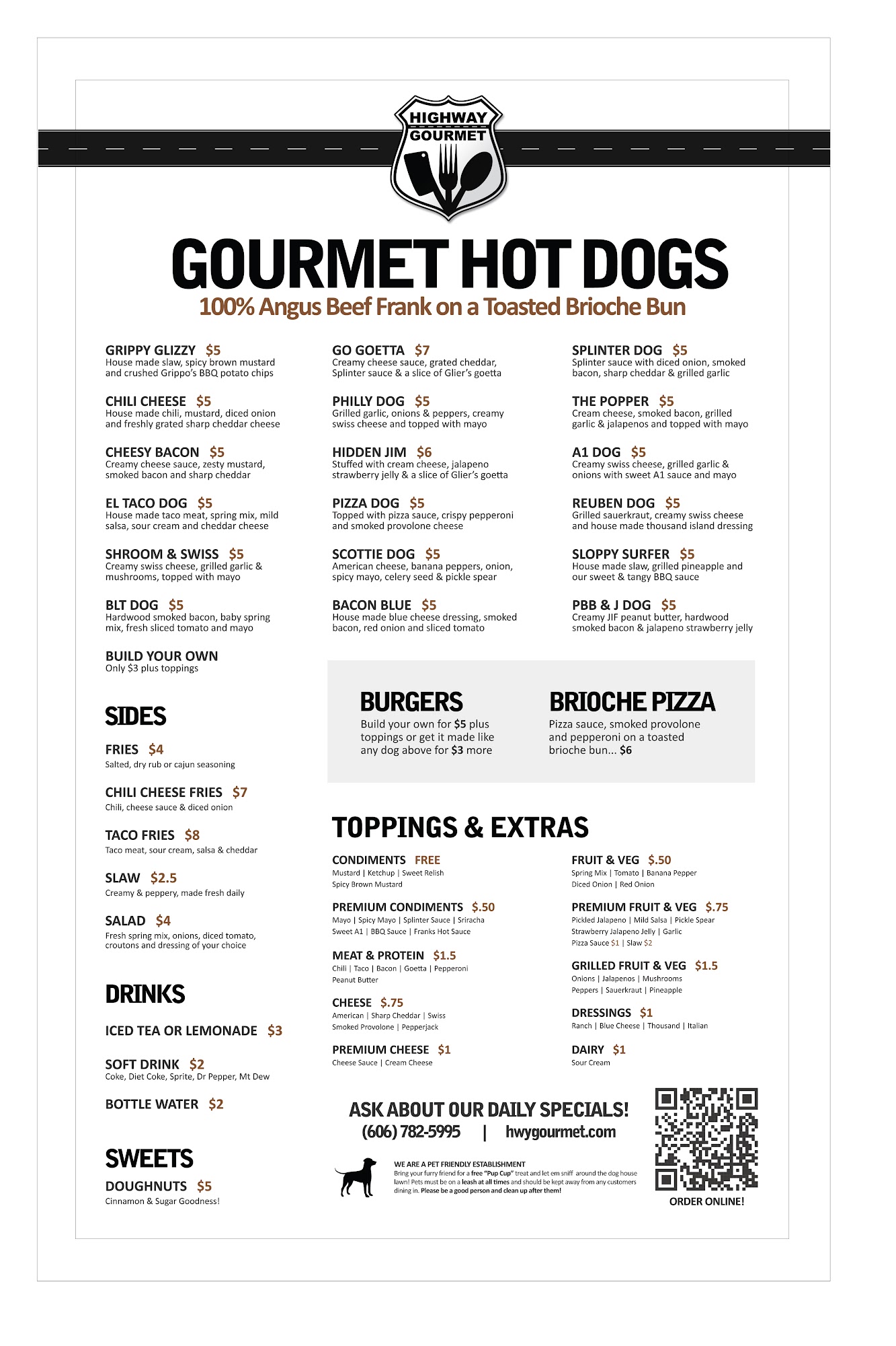 Highway Gourmet Menu
