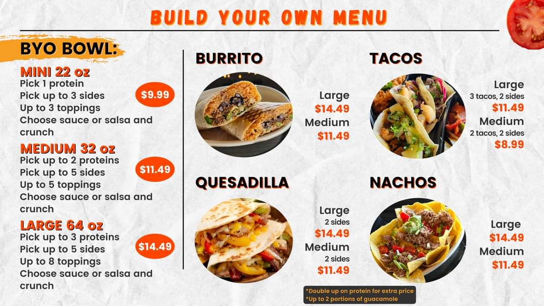 BYO Express Cuisine Menu