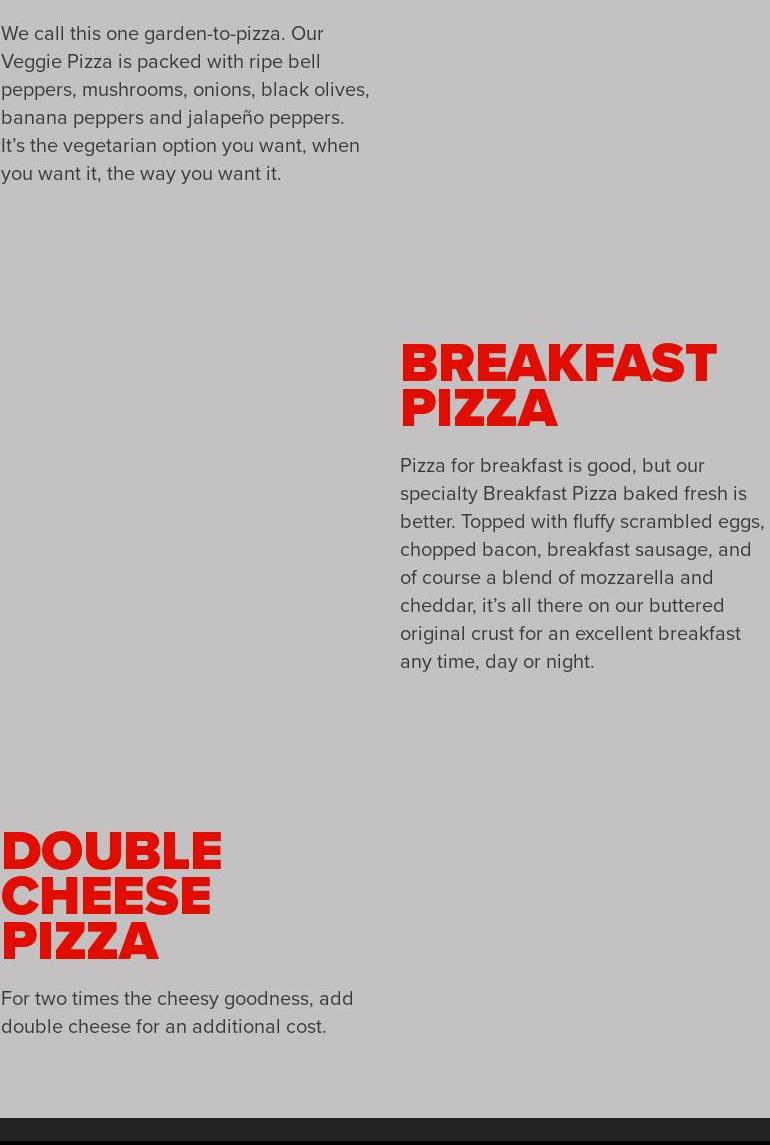 Hunt Brothers Pizza Menu