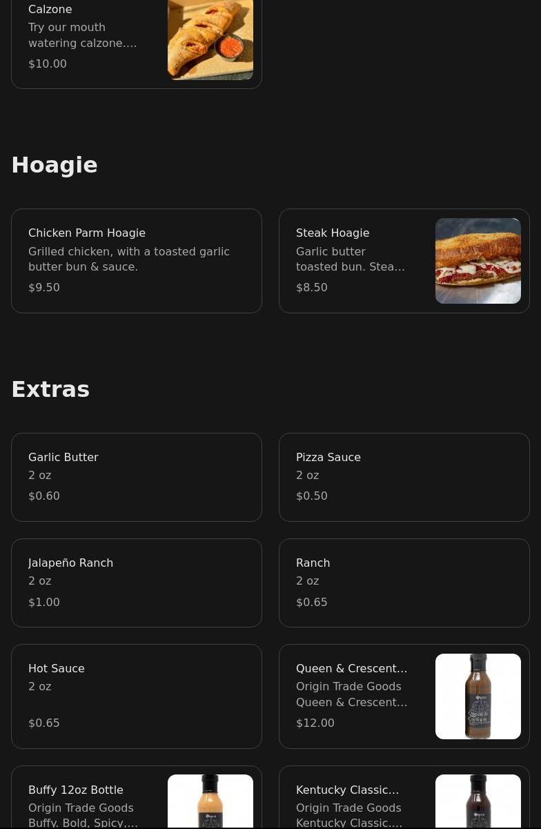 Ghost Kitchen Pizza Menu