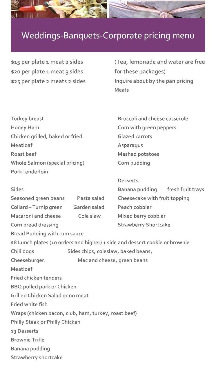 Douglas Catering Menu