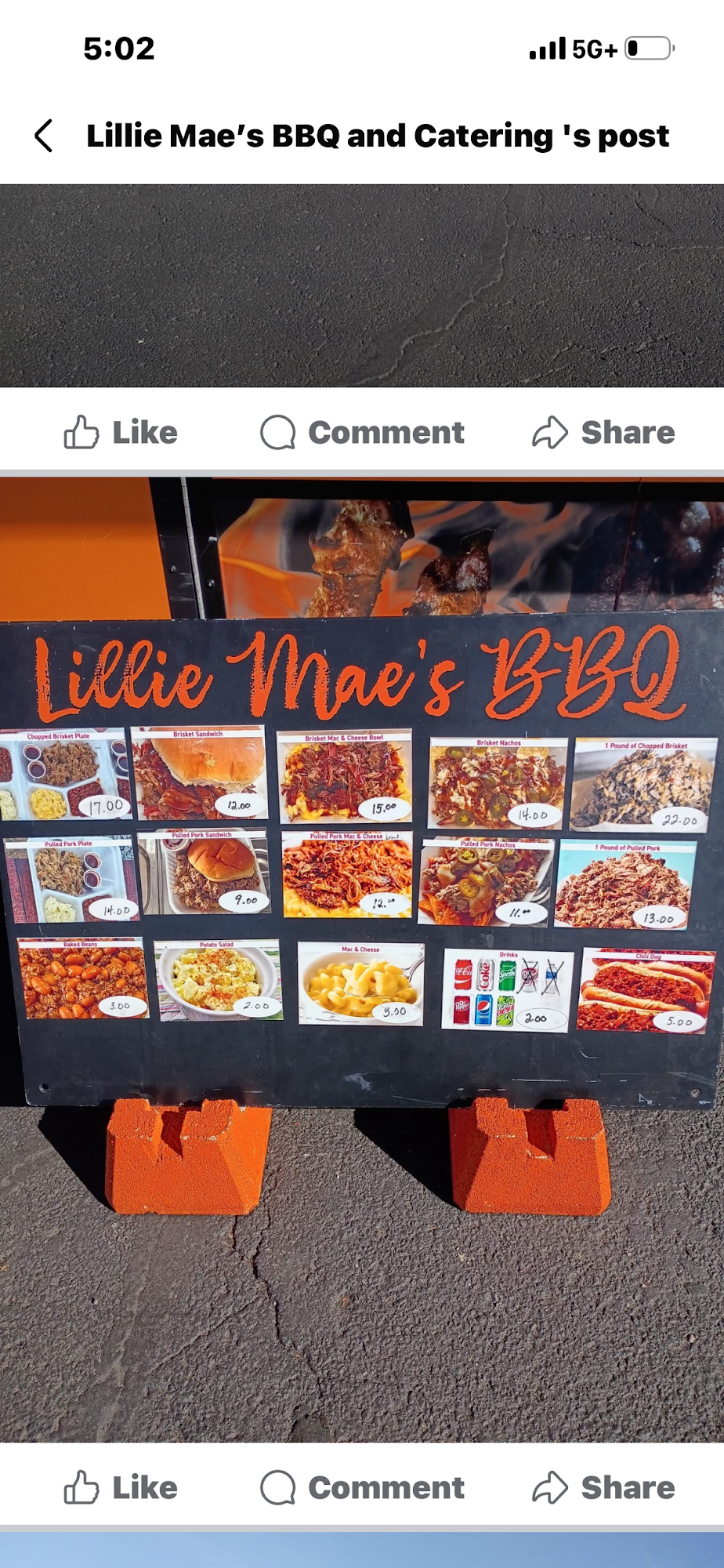 LILLIE MAE’S BBQ Menu