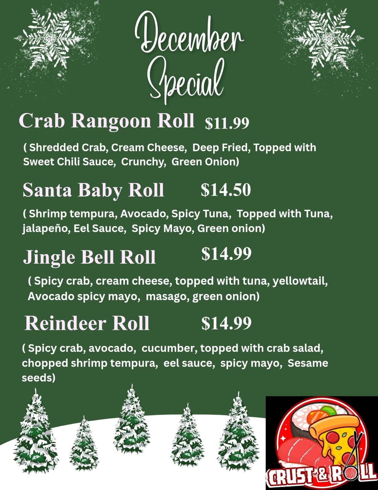 Crust and Roll Pizza&Sushi Menu