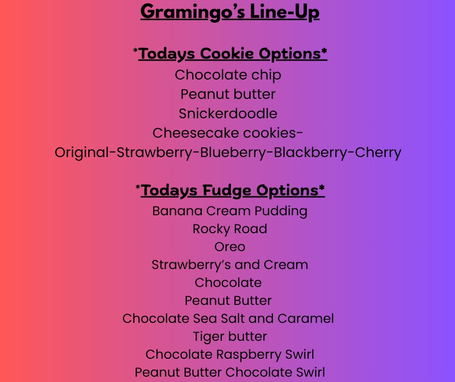 Gramingo's Sweets & Treats Menu