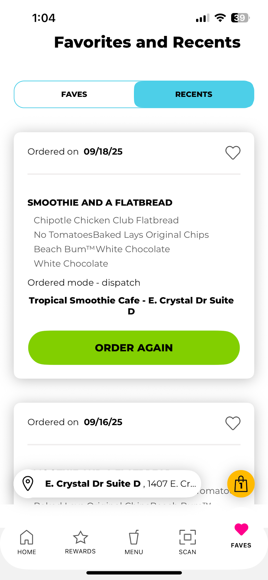 Tropical Smoothie Cafe Menu