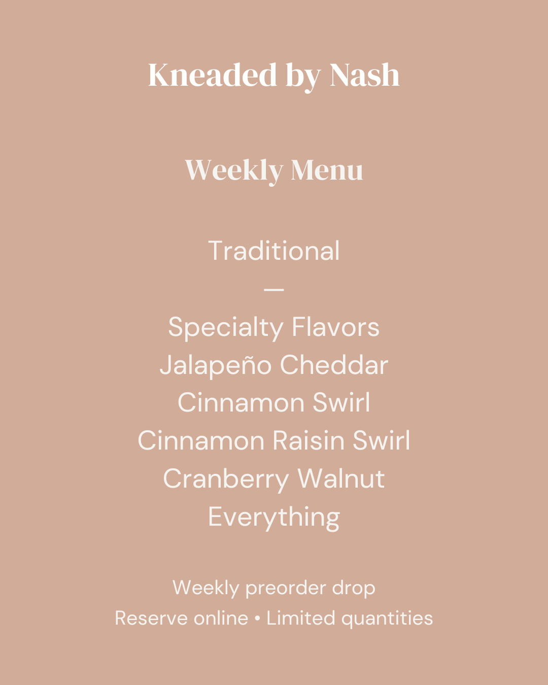 Kneaded by Nash Menu