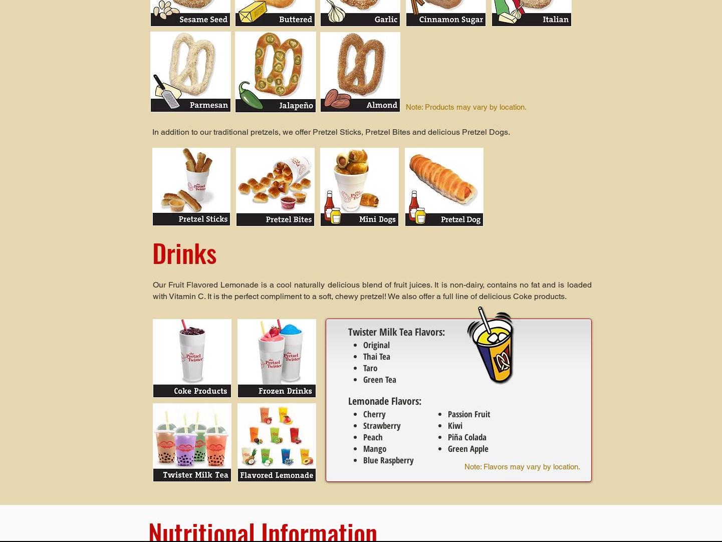 Pretzel Twister Menu