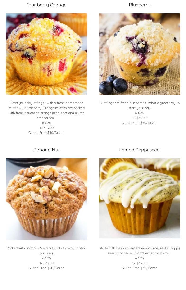 The Bourbon Bakery Menu