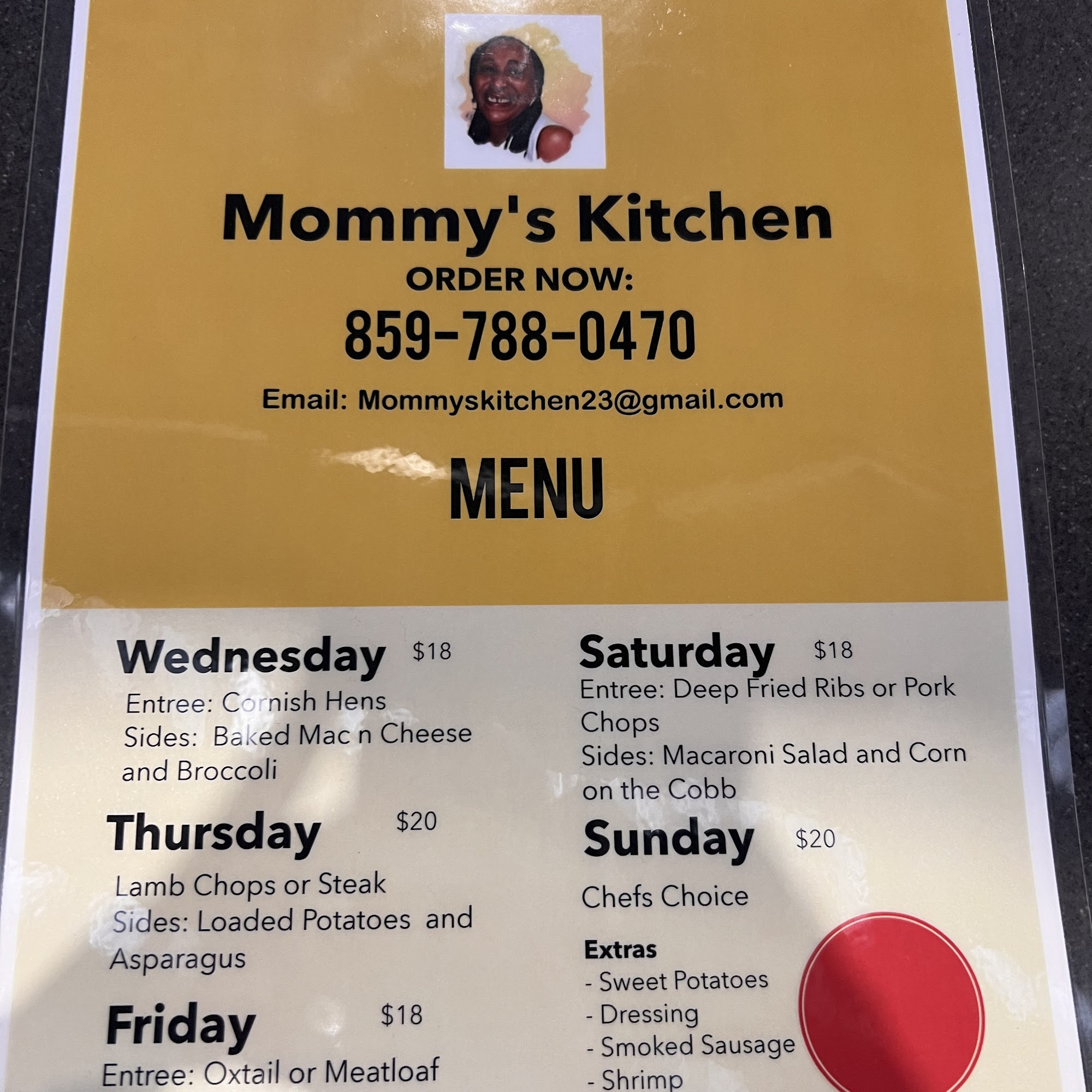 Mommy’s Kitchen Menu