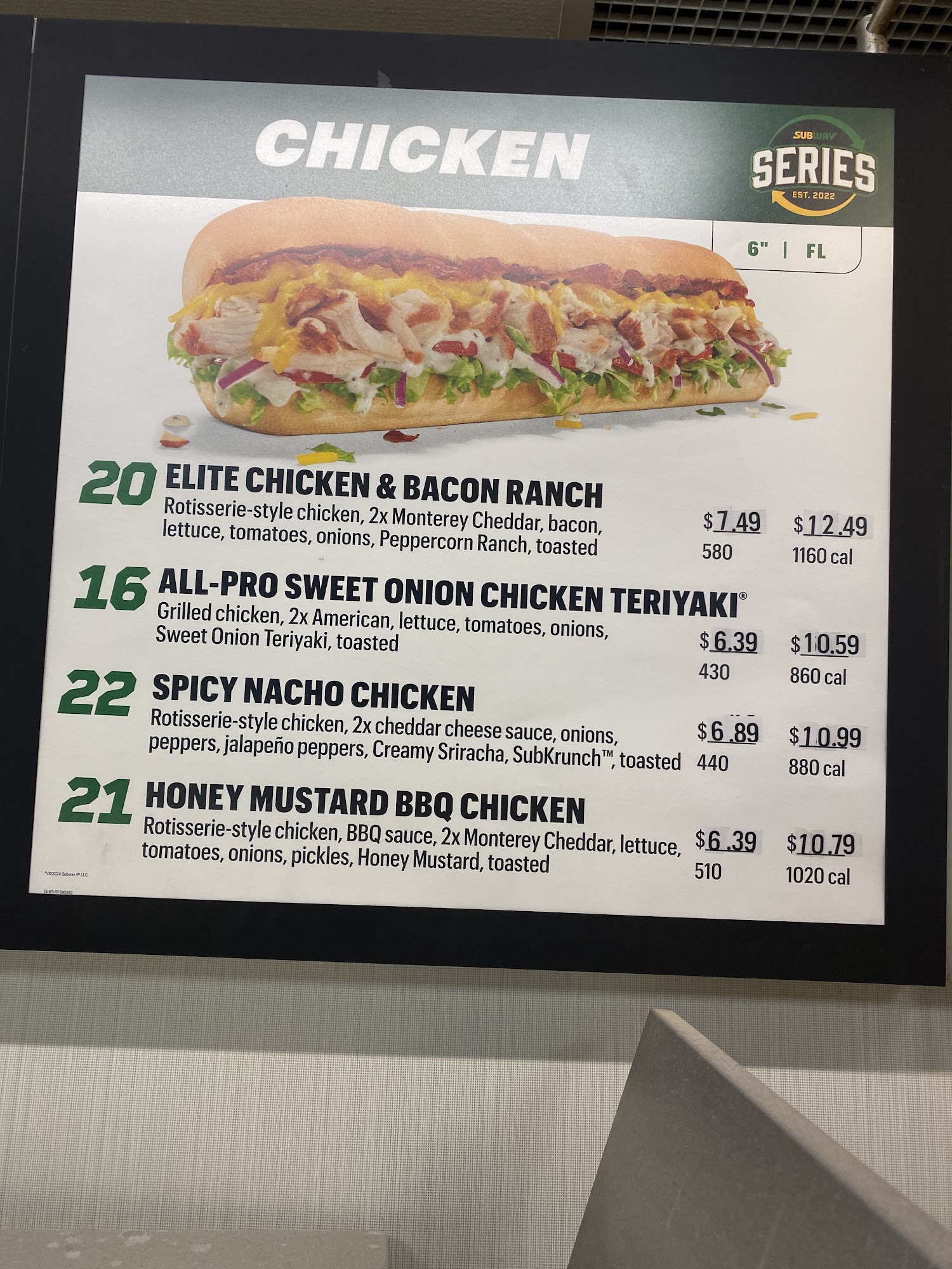 Subway Menu