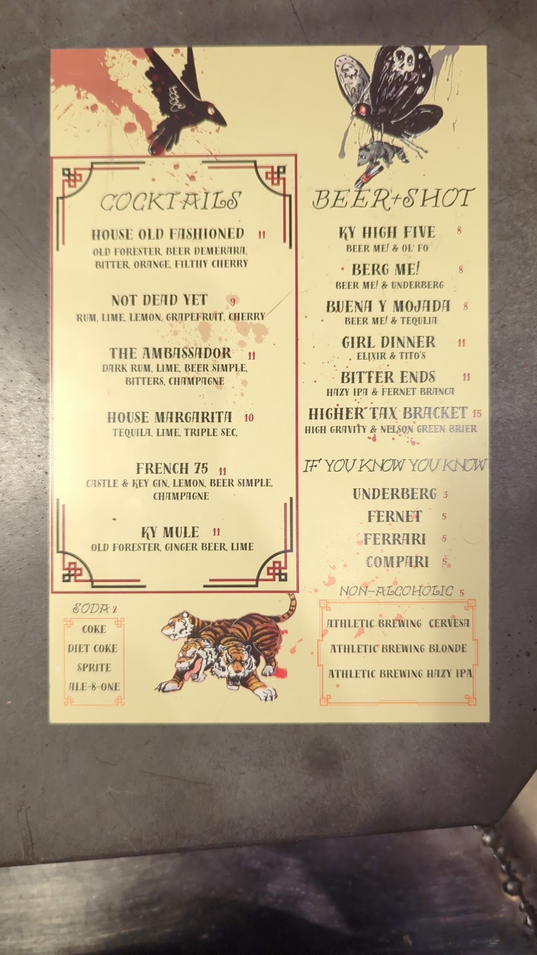 Awry Brewing Menu
