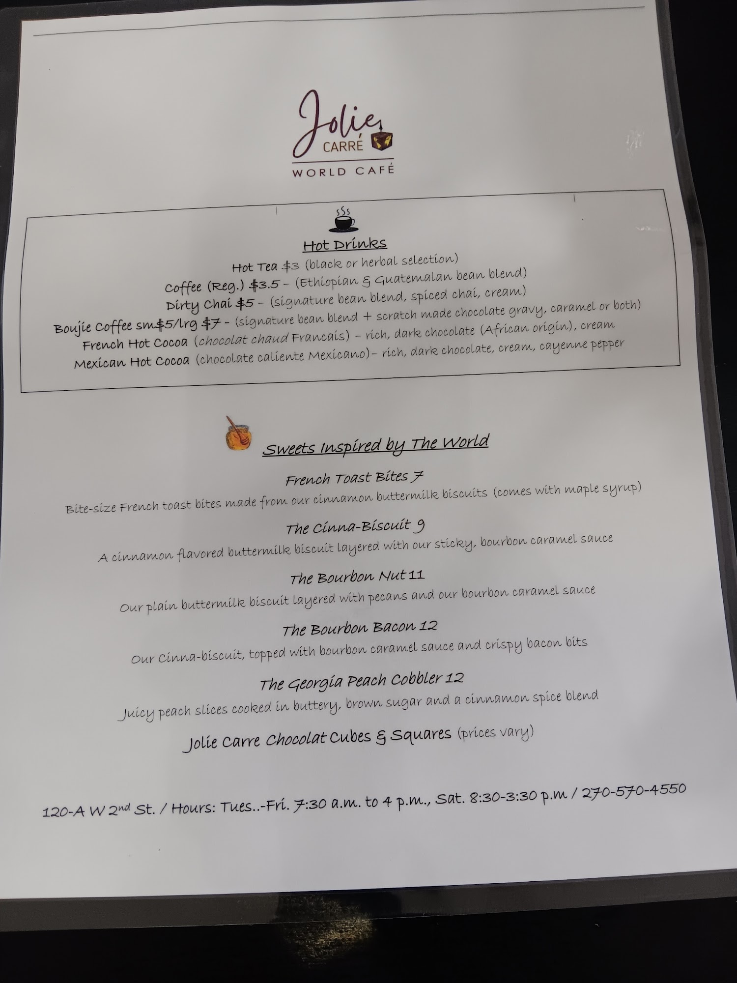 Jolie Carre - World Cafe (fka Boujie Biscuit) Menu