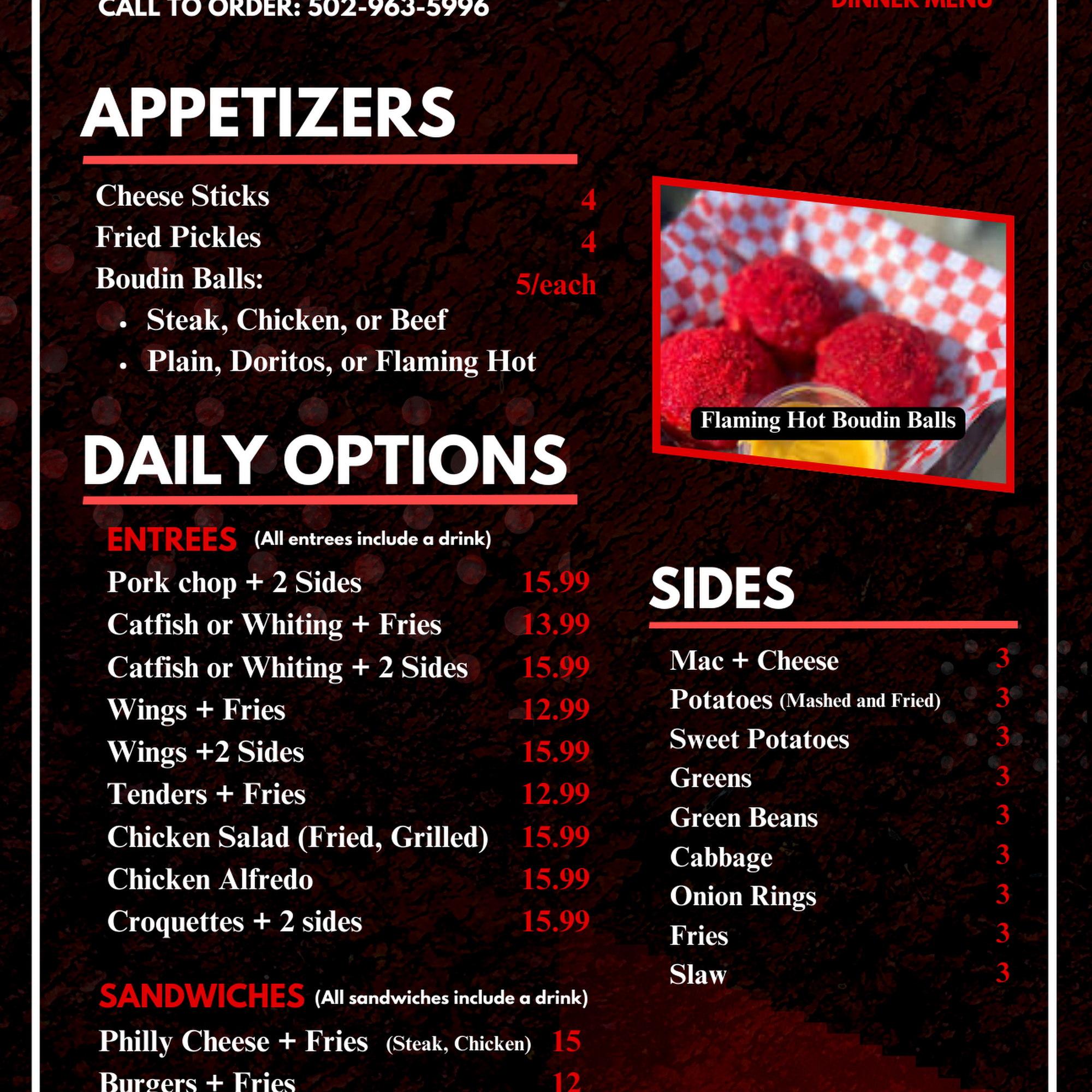 Brino's Restaraunt Menu
