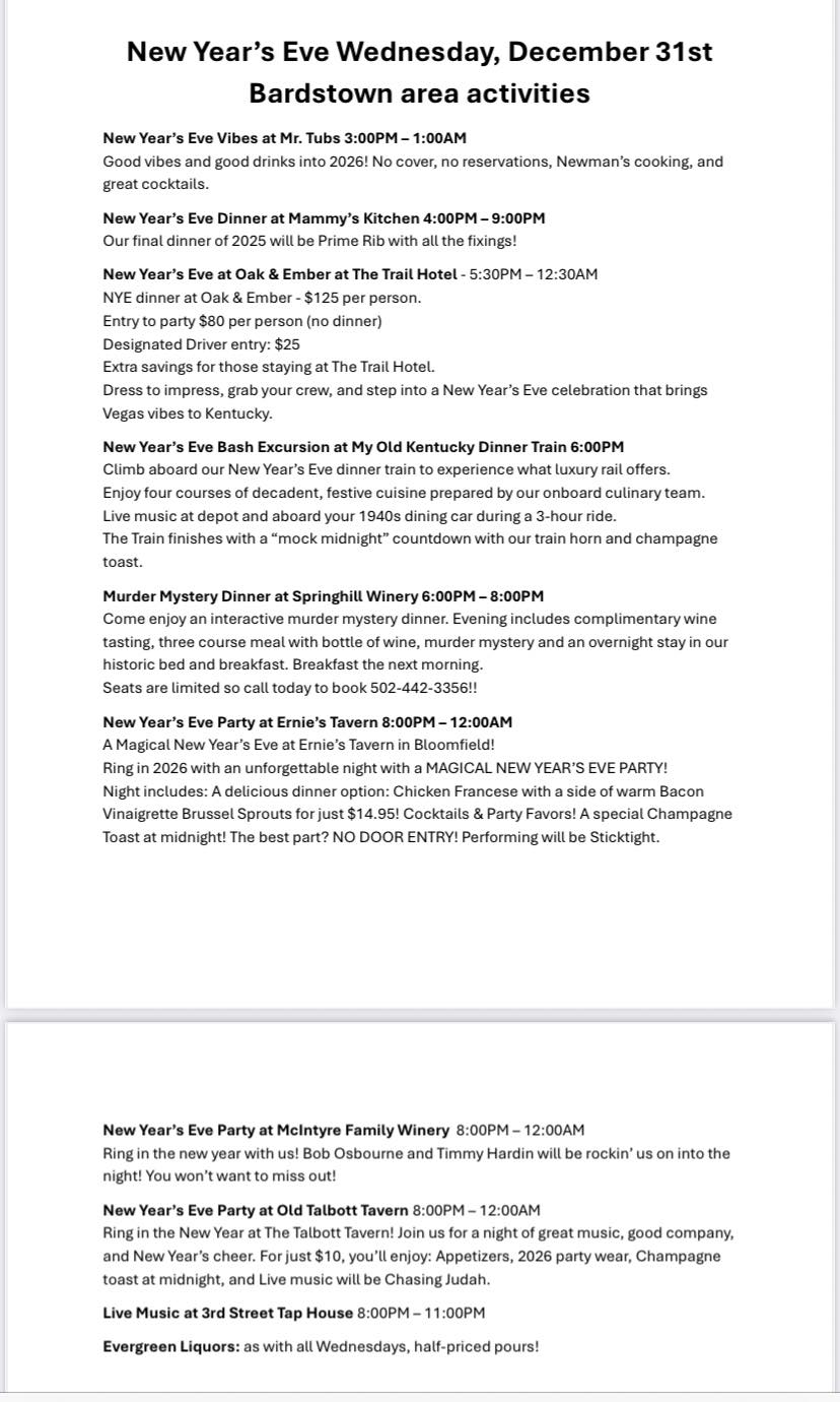 Kentucky Guides LLC Menu