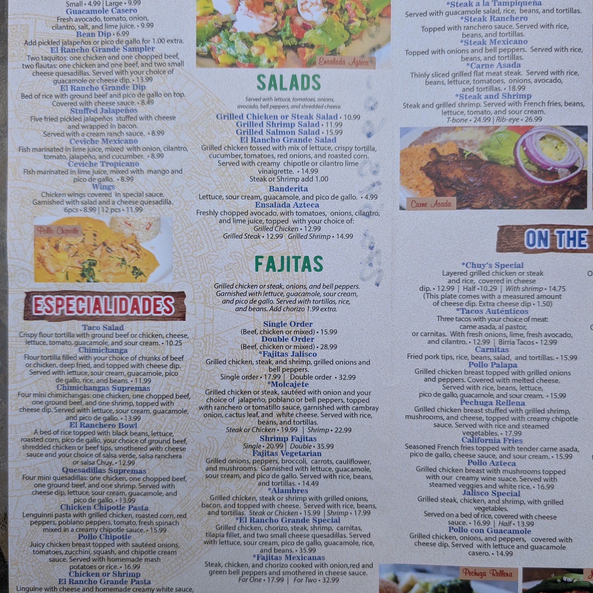 El Rancho Grande Menu