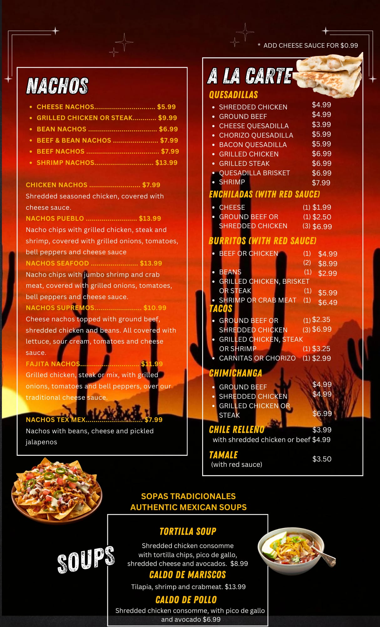 El Camino Real Mexican Restaurant Menu