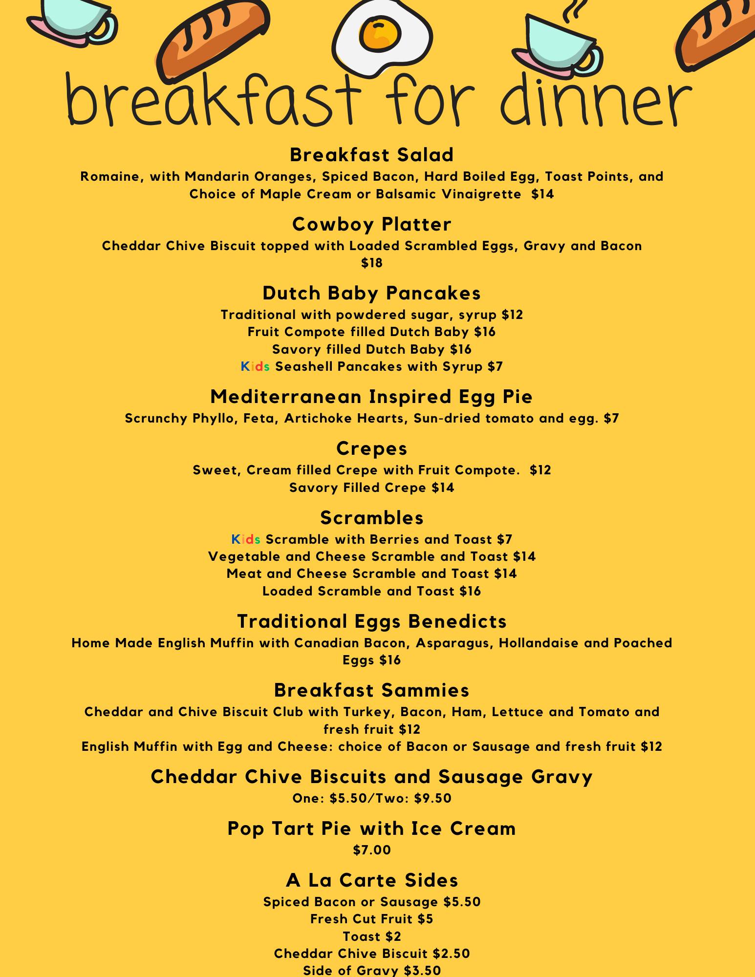 Artisan Kitchen Menu
