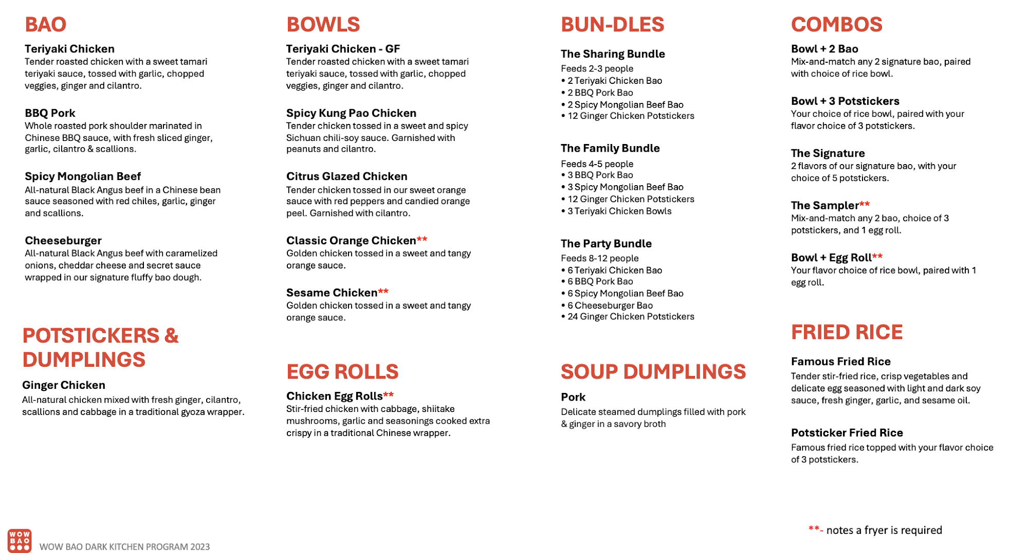 Wow Bao - Paducah Menu