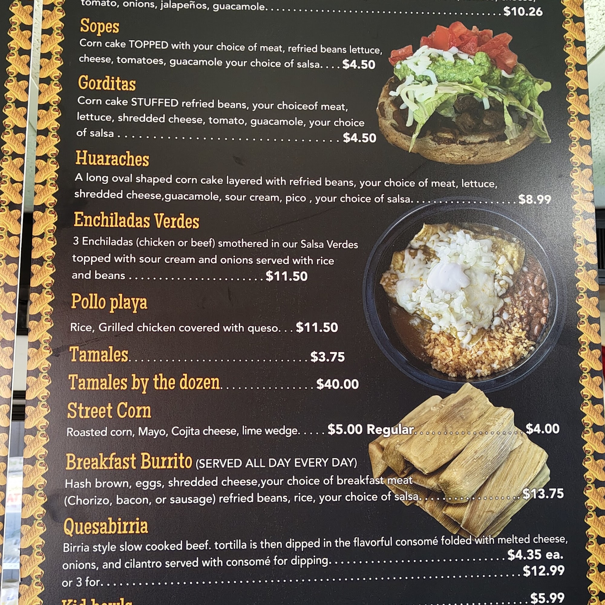 Boss Burrito Menu