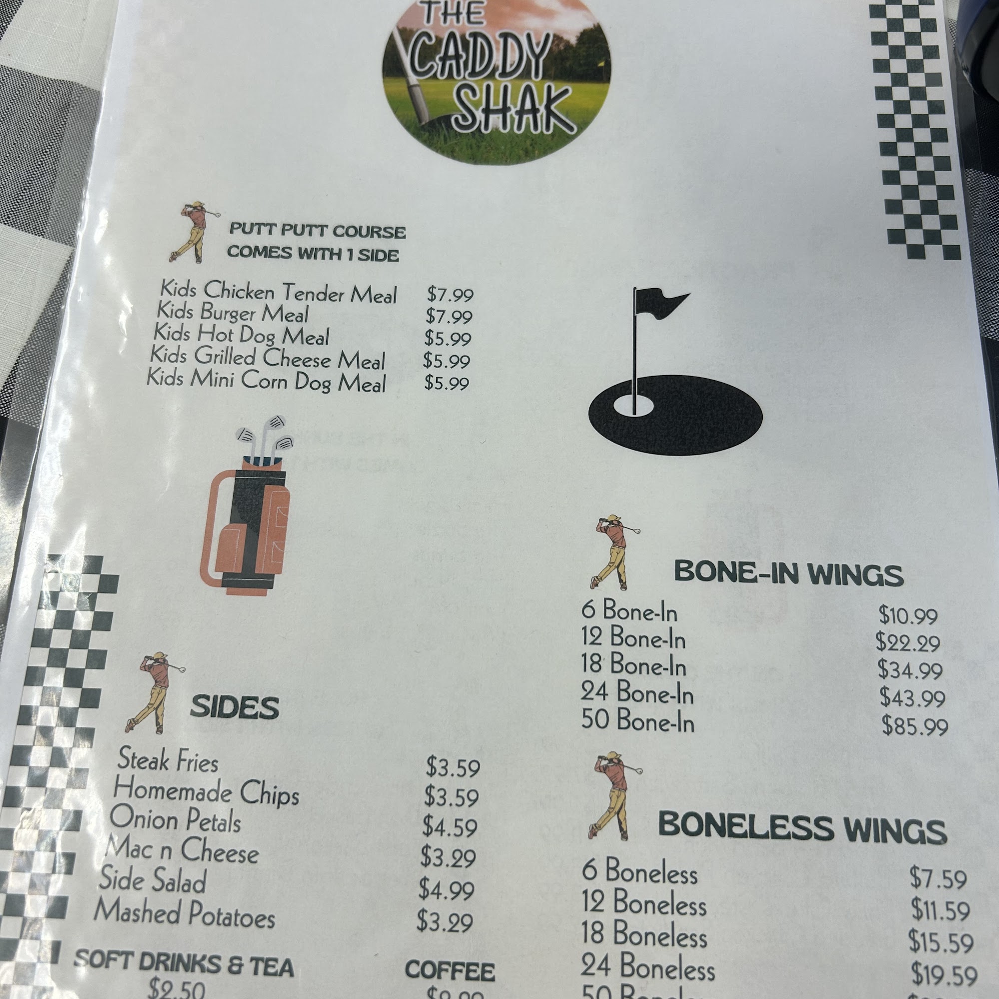 The Caddy Shak Menu