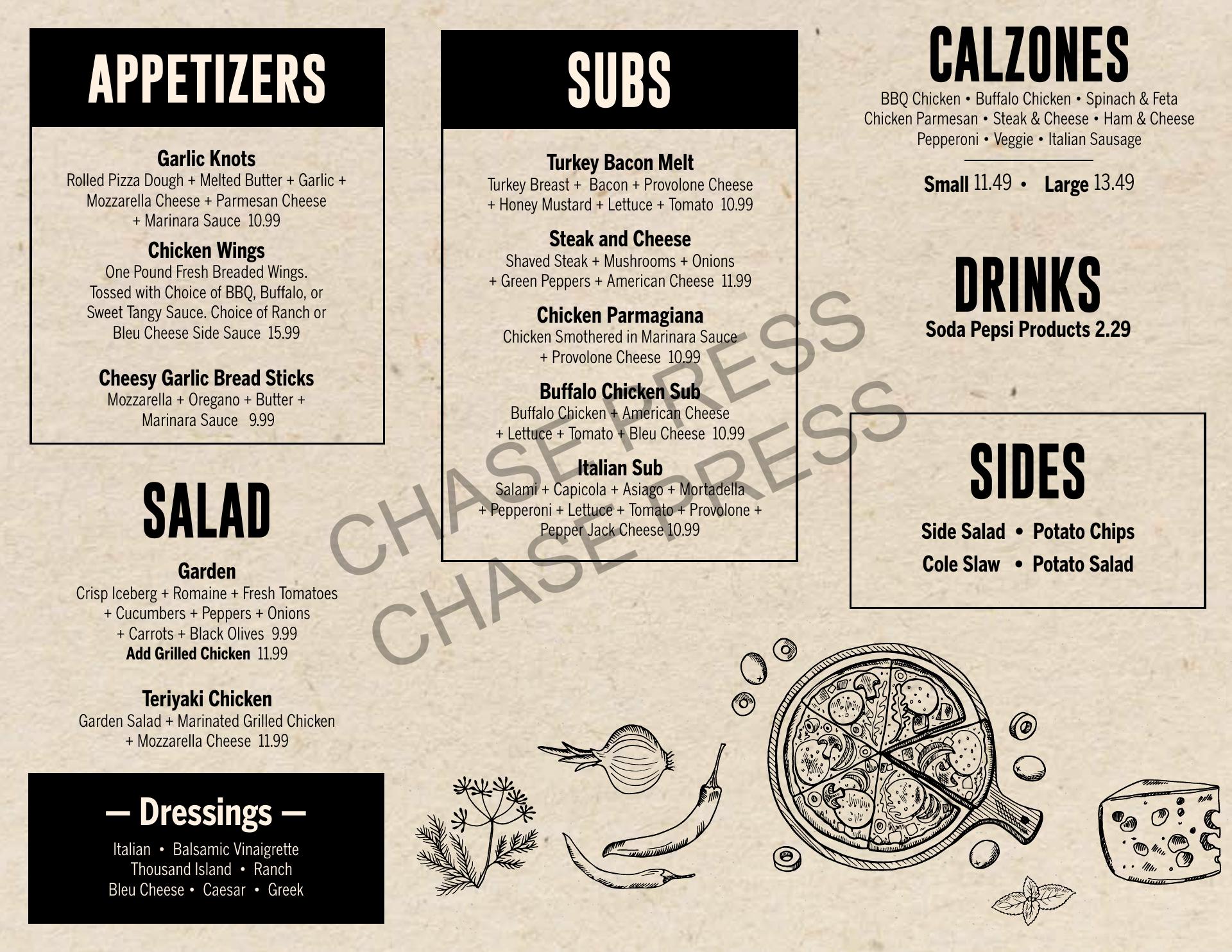 The Pizza Man Menu