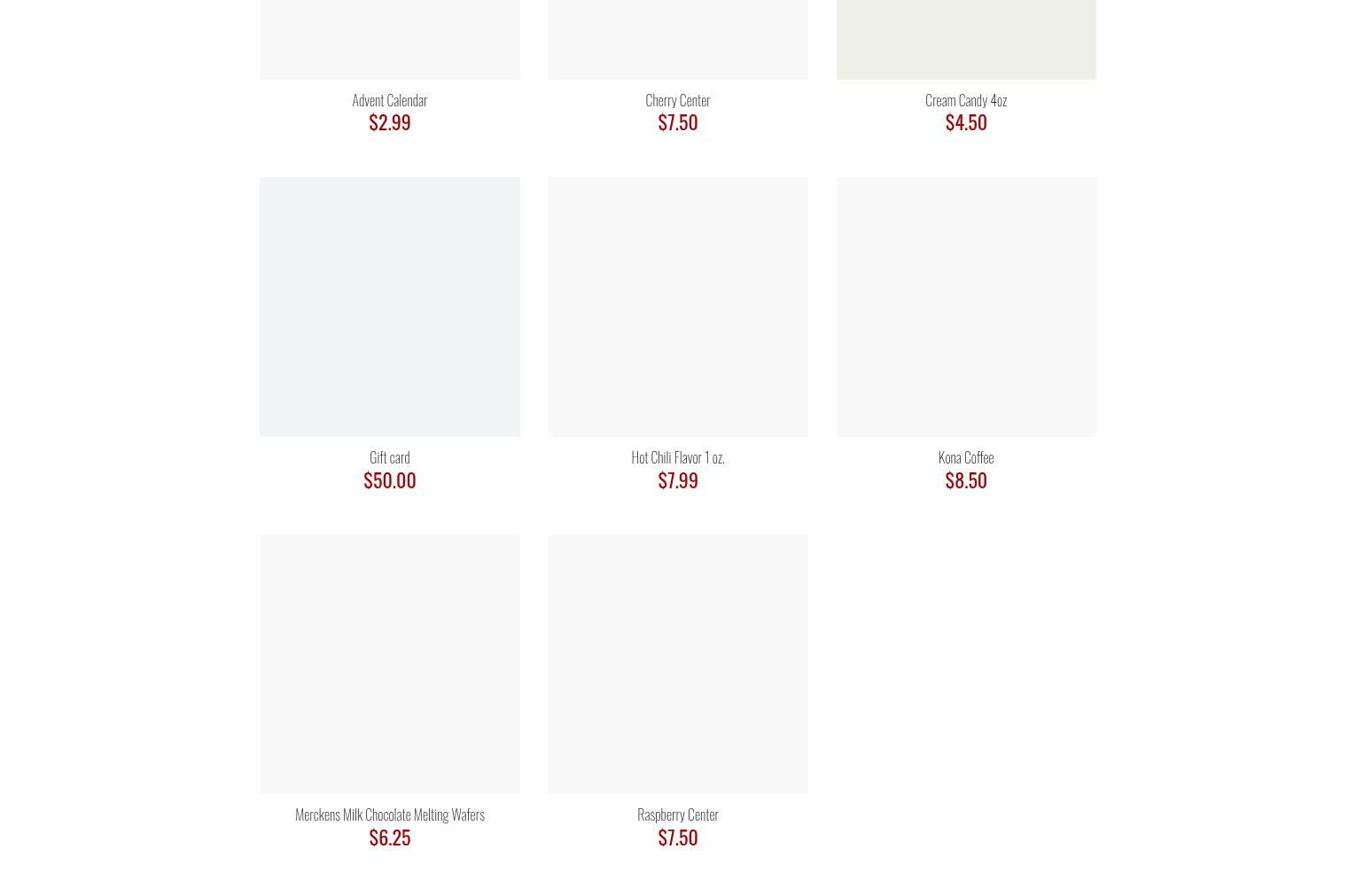 N&M Cake and Candy Supplies Menu