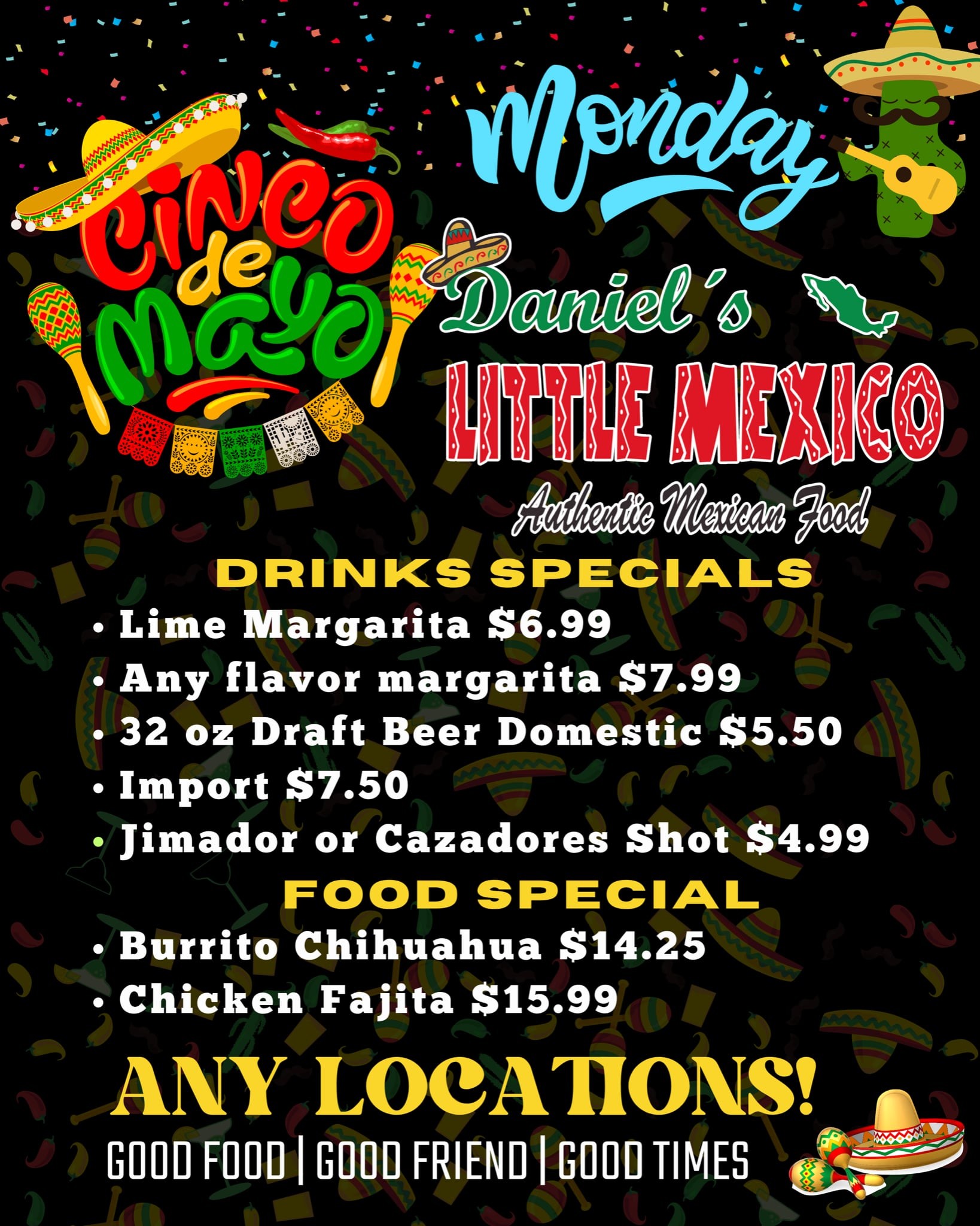 Daniel's Little Mexico Menu