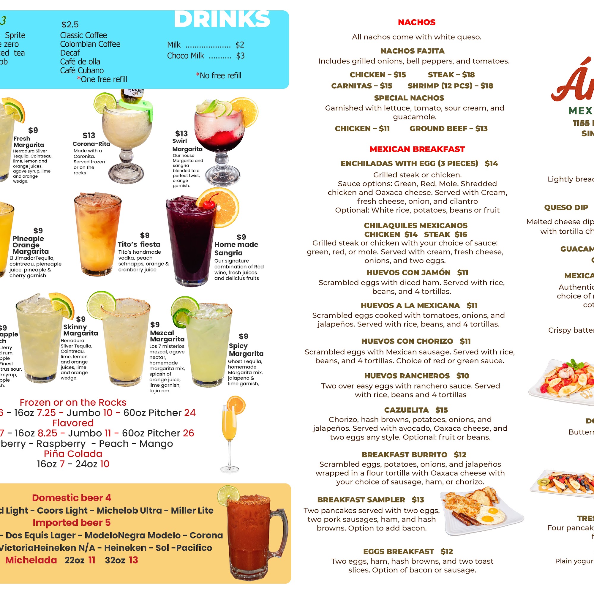 Andale Mexican Restaurant Menu