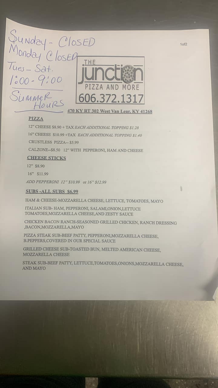 Junction Pizza & More Menu