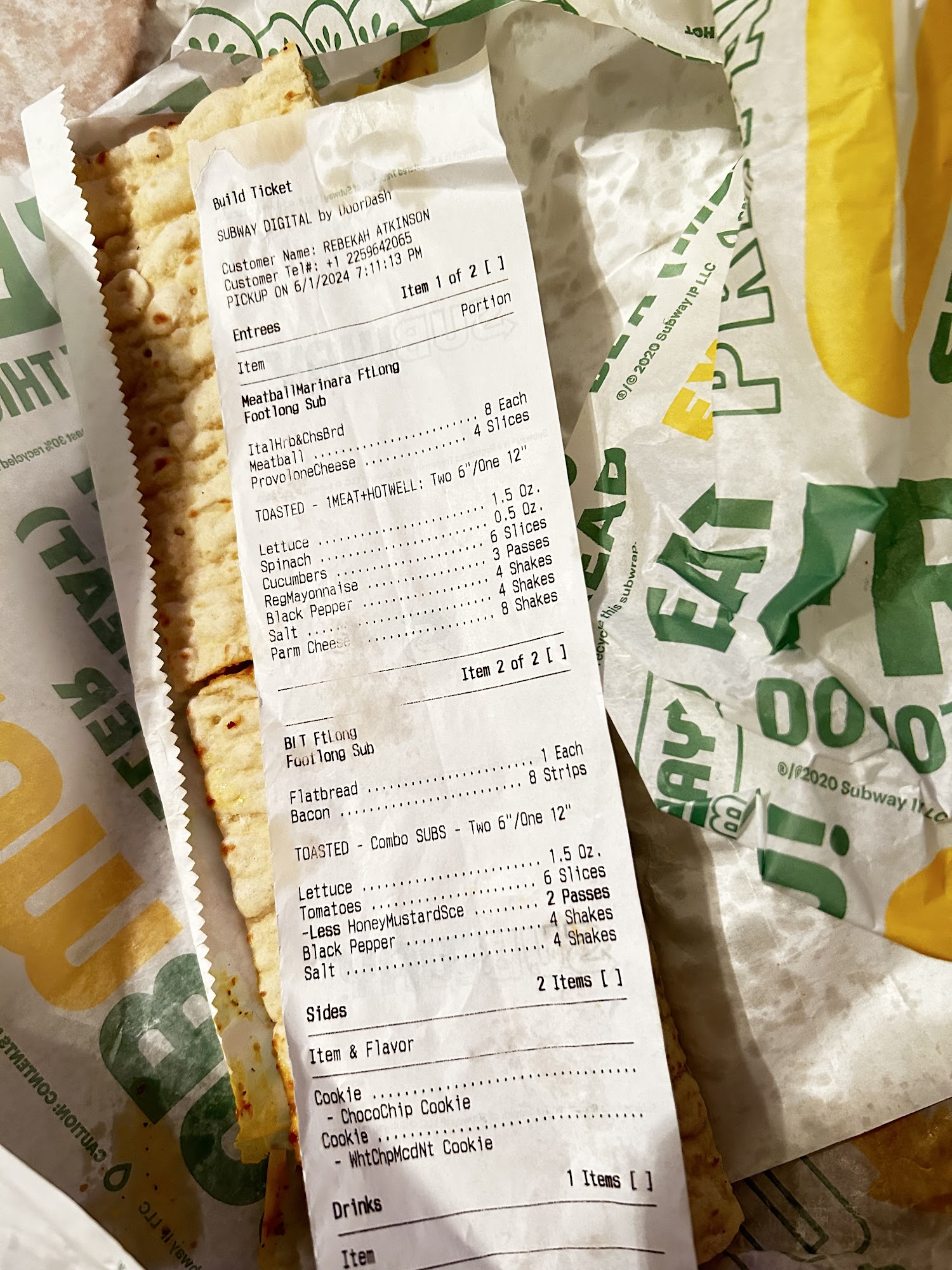 Subway Menu