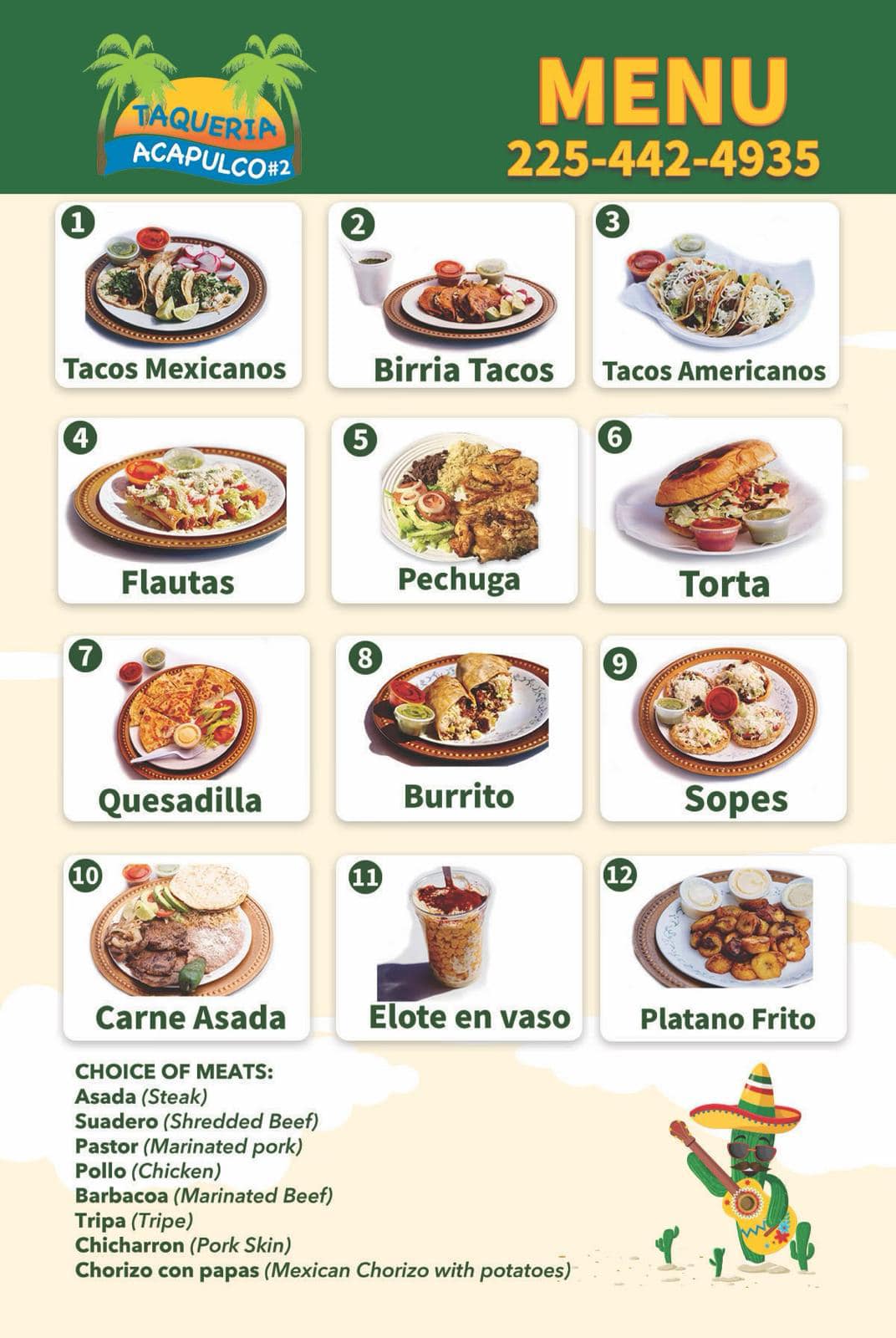 Taqueria Acapulco Menu