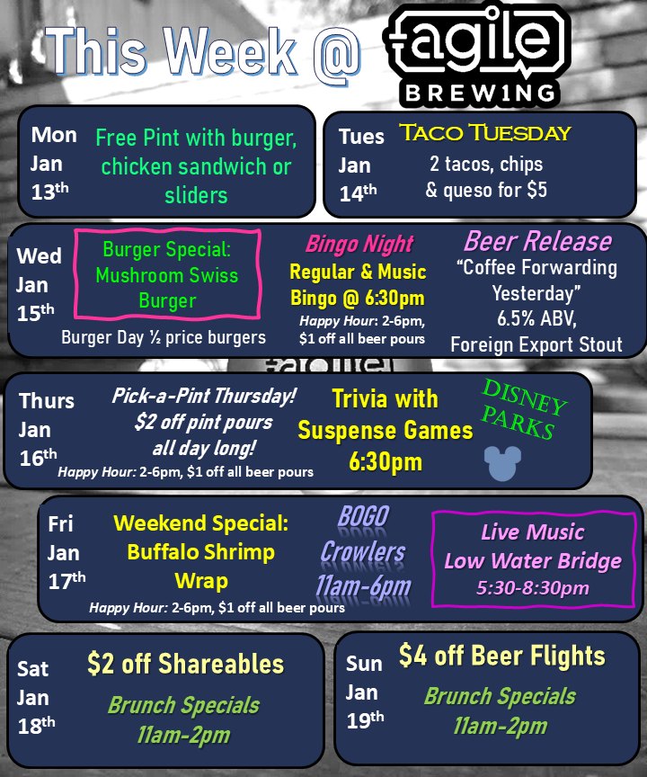 Agile Brewing Menu