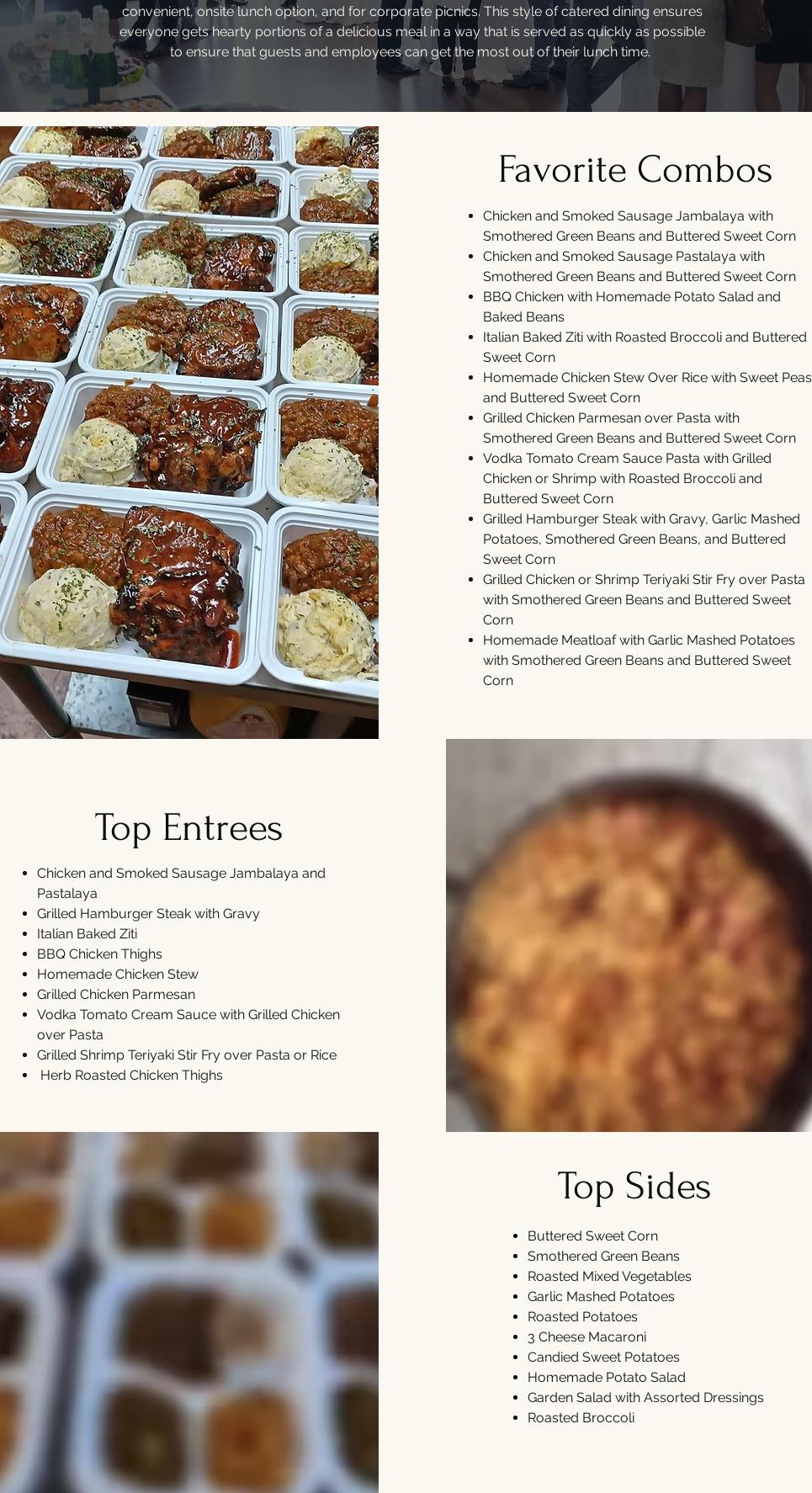 First In Catering Menu