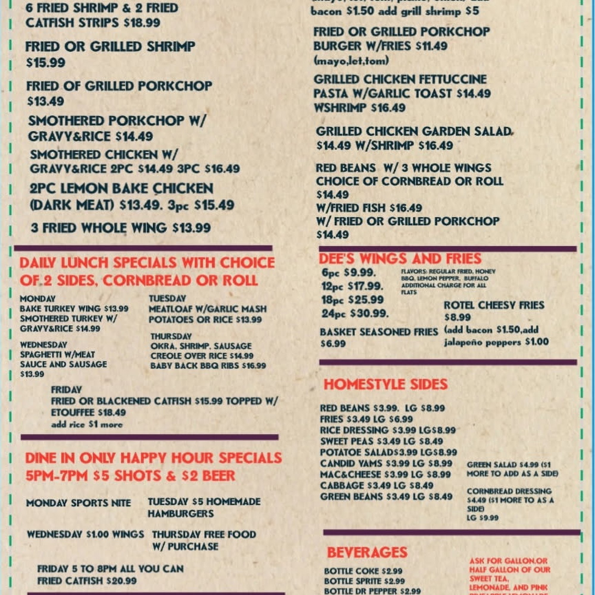 Dee's Delightful Catering Service LLC Menu