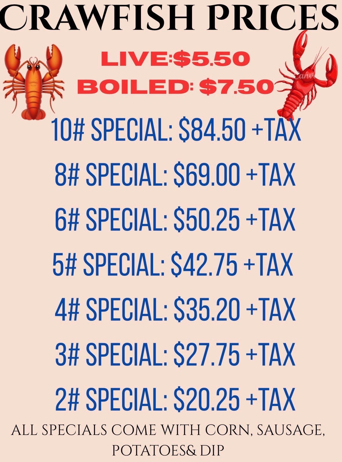 Highway 24 Seafood Menu