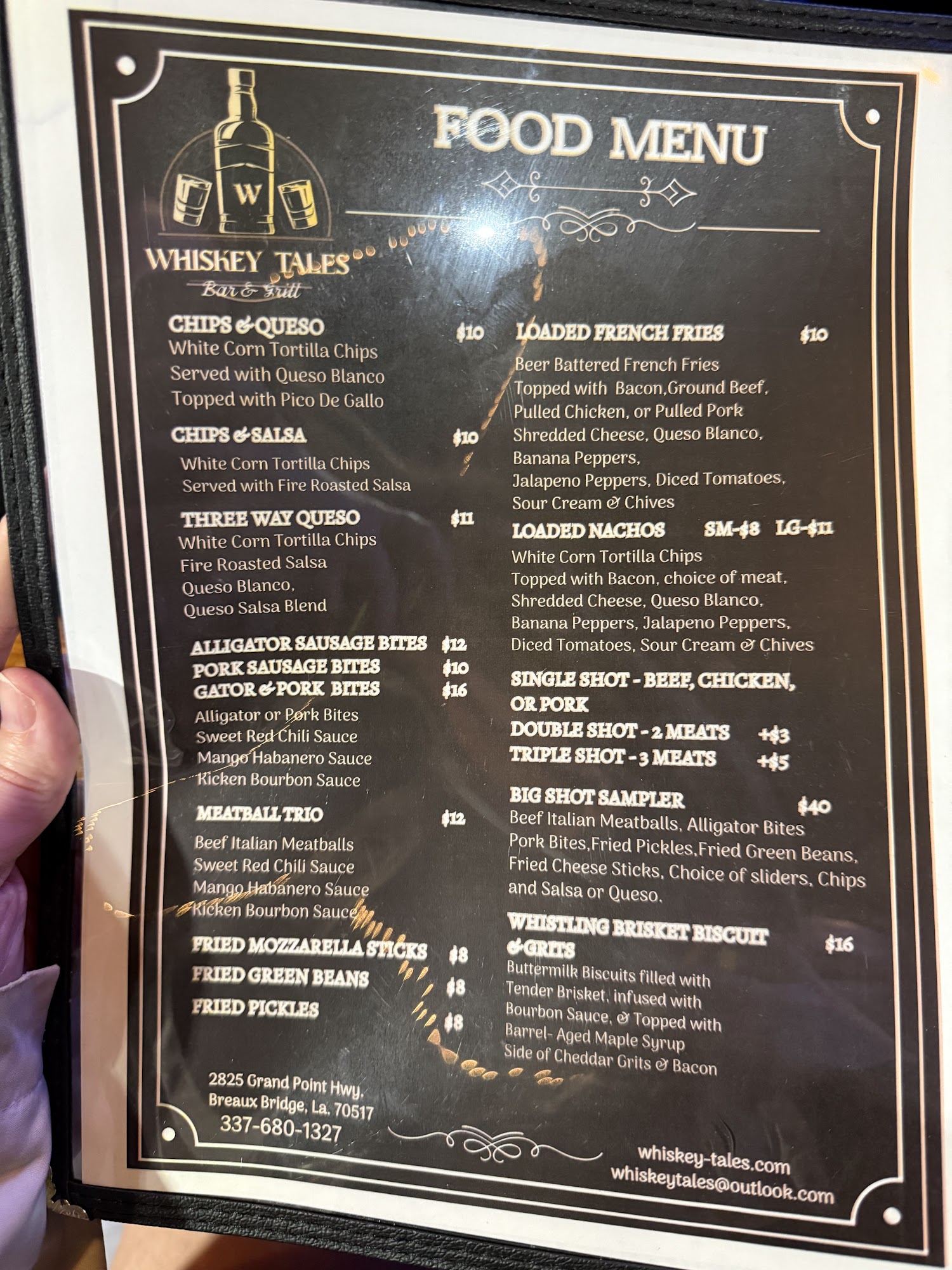 Whiskey Tales Menu