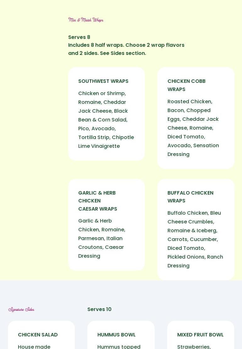 The Salad Station Menu