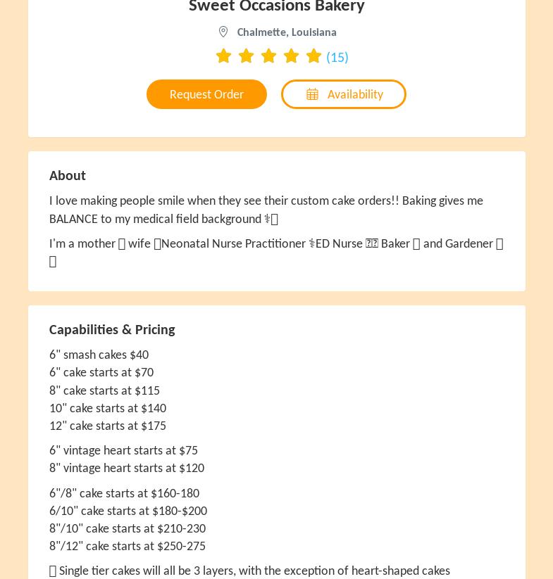 Sweet Occasions Bakery Menu
