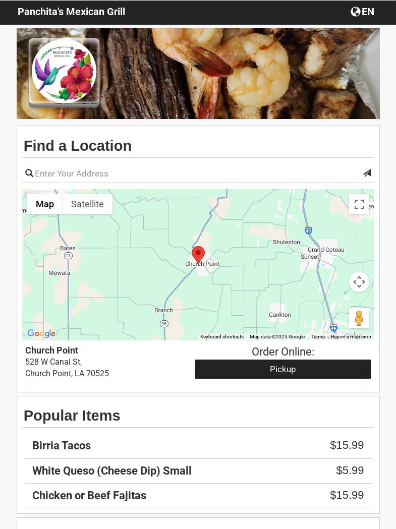 Panchita's Mexican Grill Menu