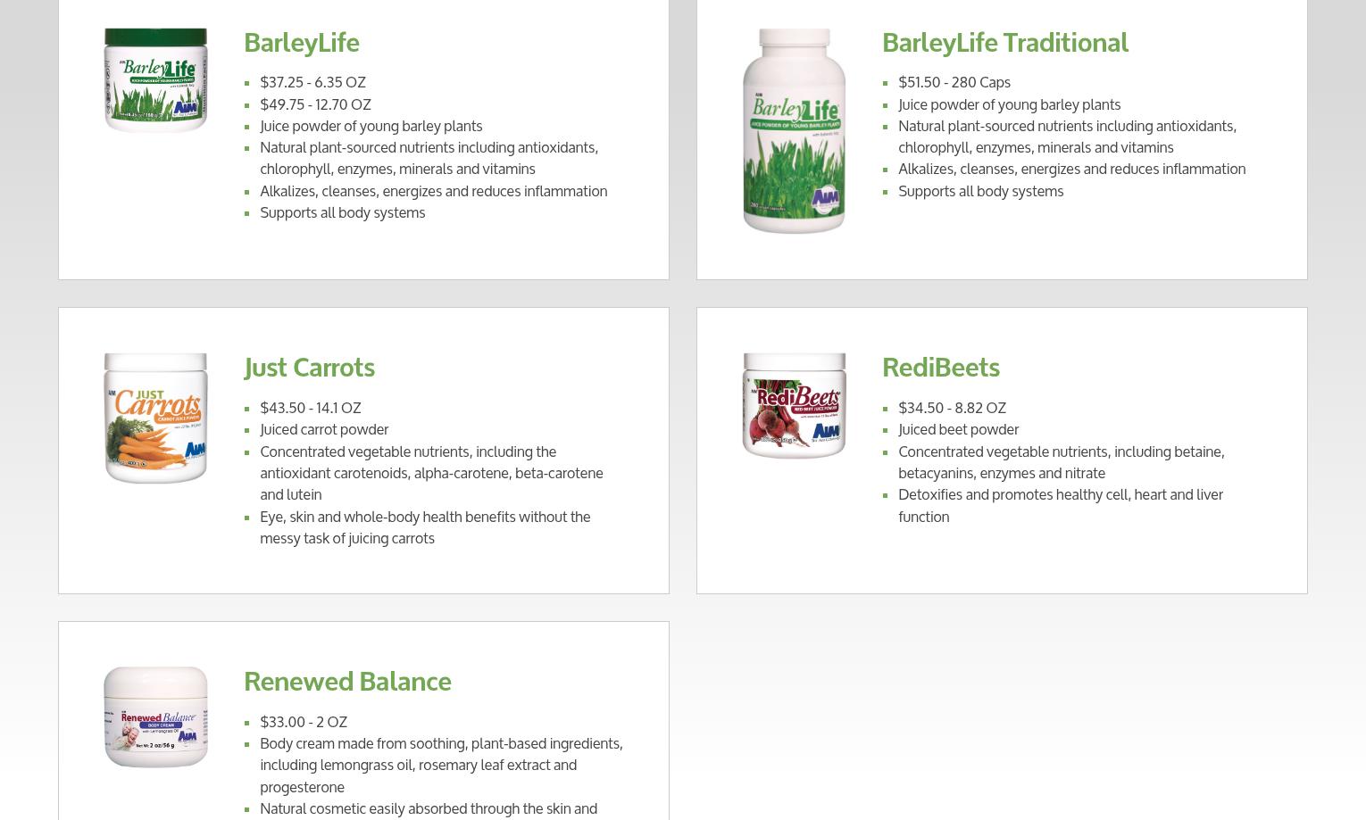 Springs of Life Health & Wellness Store Menu