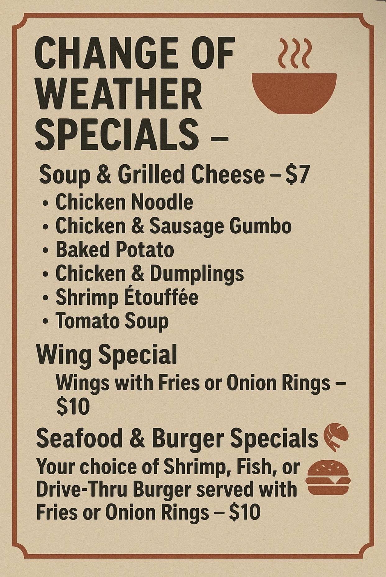 The Drive Thru LLC Menu