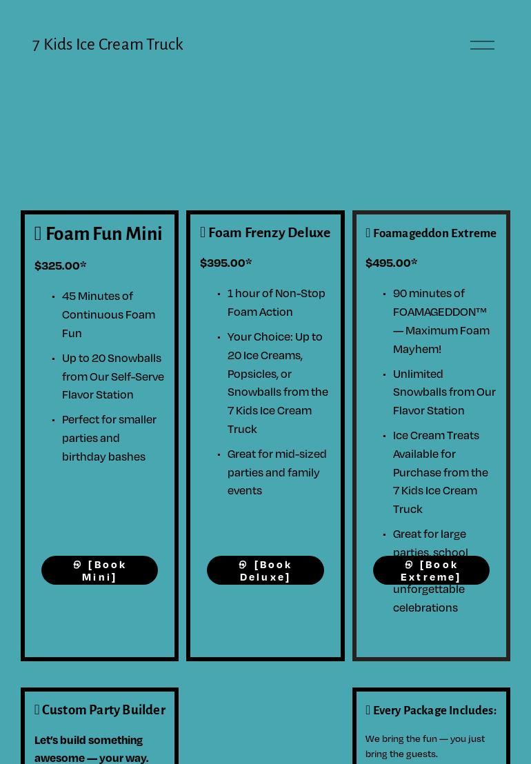 Seven Kids Ice Cream Menu