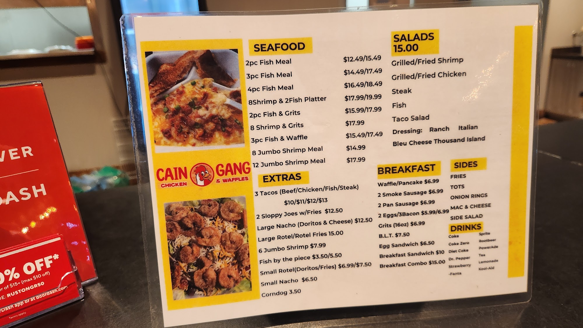 Cain Gang Chicken & Waffle Menu