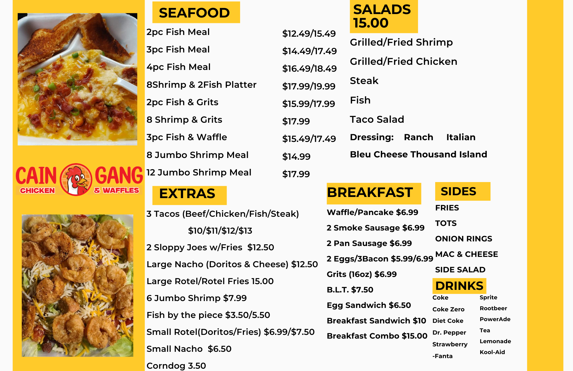 Cain Gang Chicken & Waffle Menu