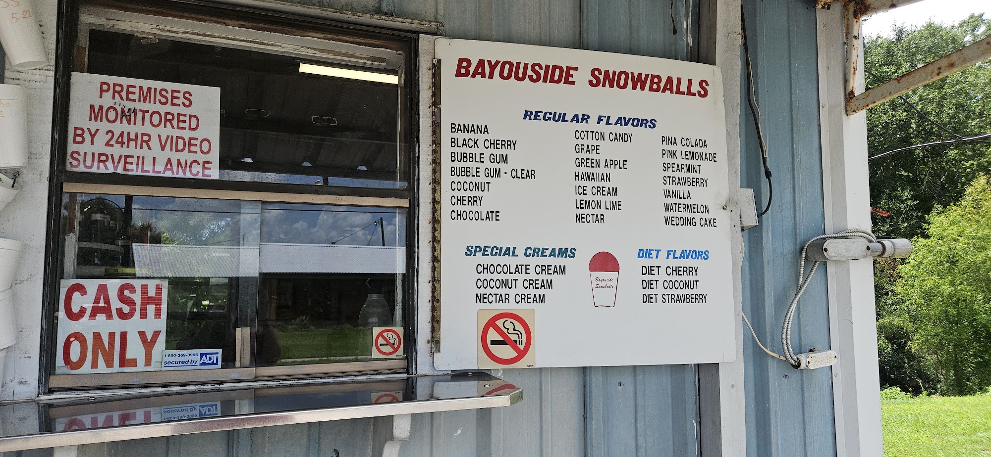 Bayou Side Snowballs Menu