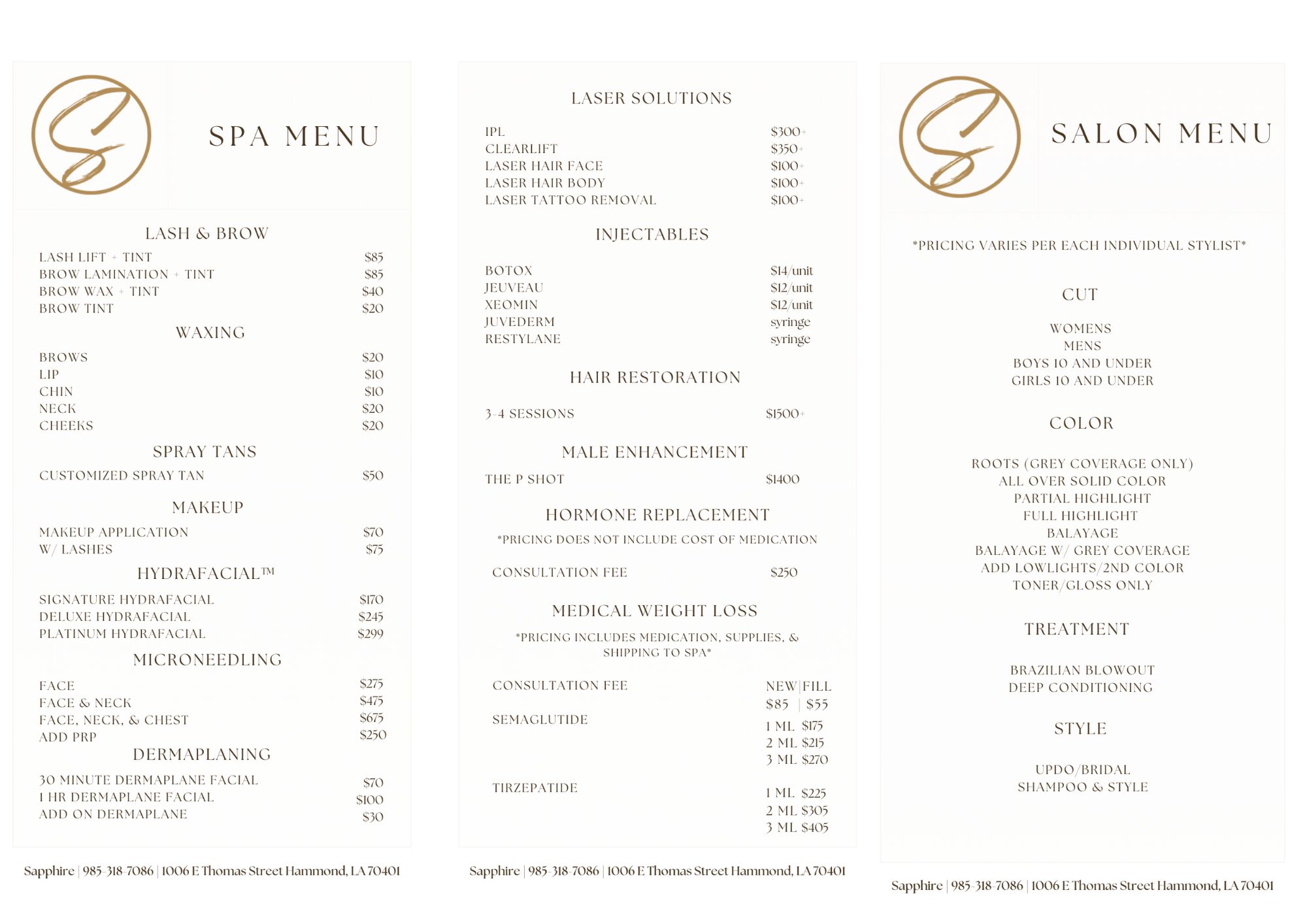 Sapphire Med Spa 1006 E Thomas St, Hammond Louisiana 70401