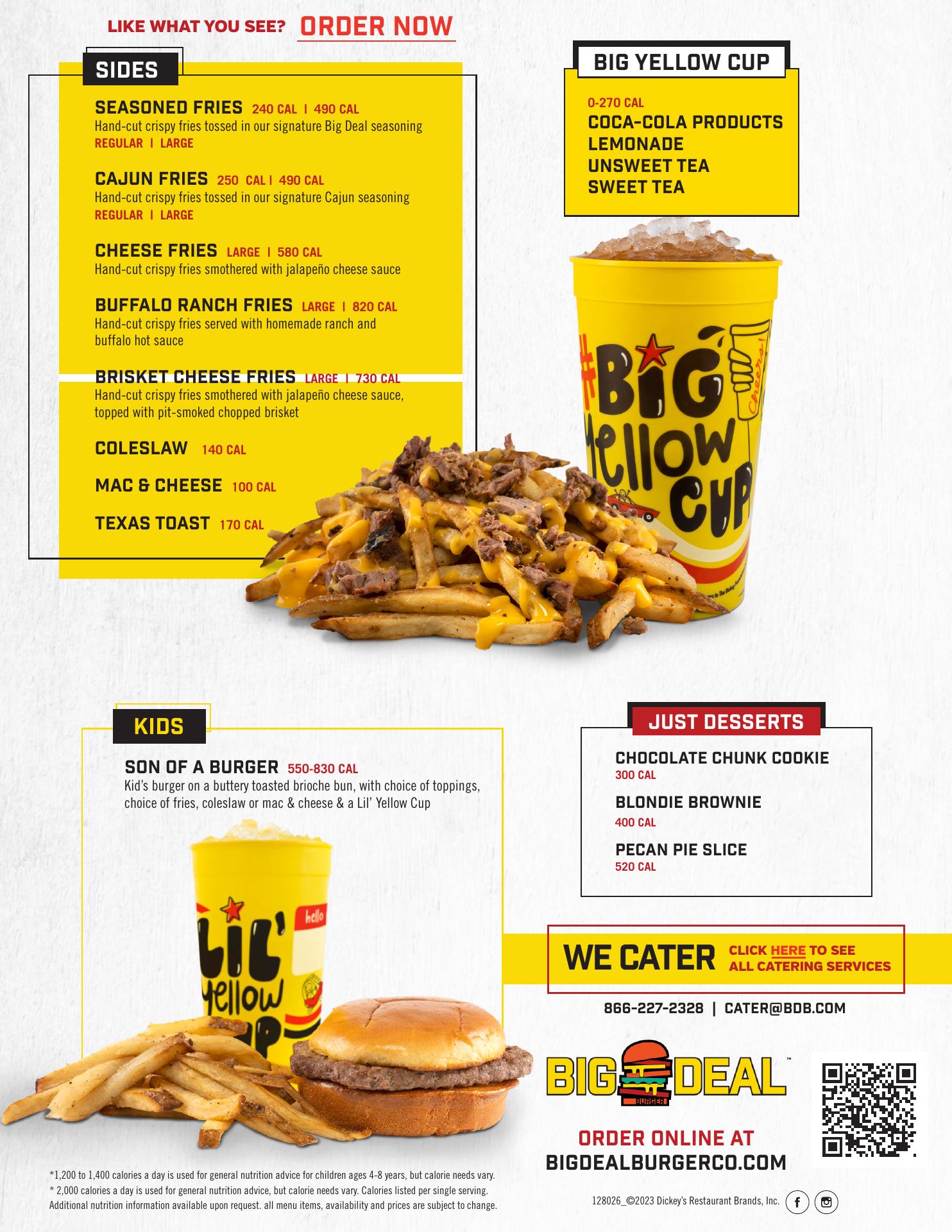 Big Deal Burger Menu
