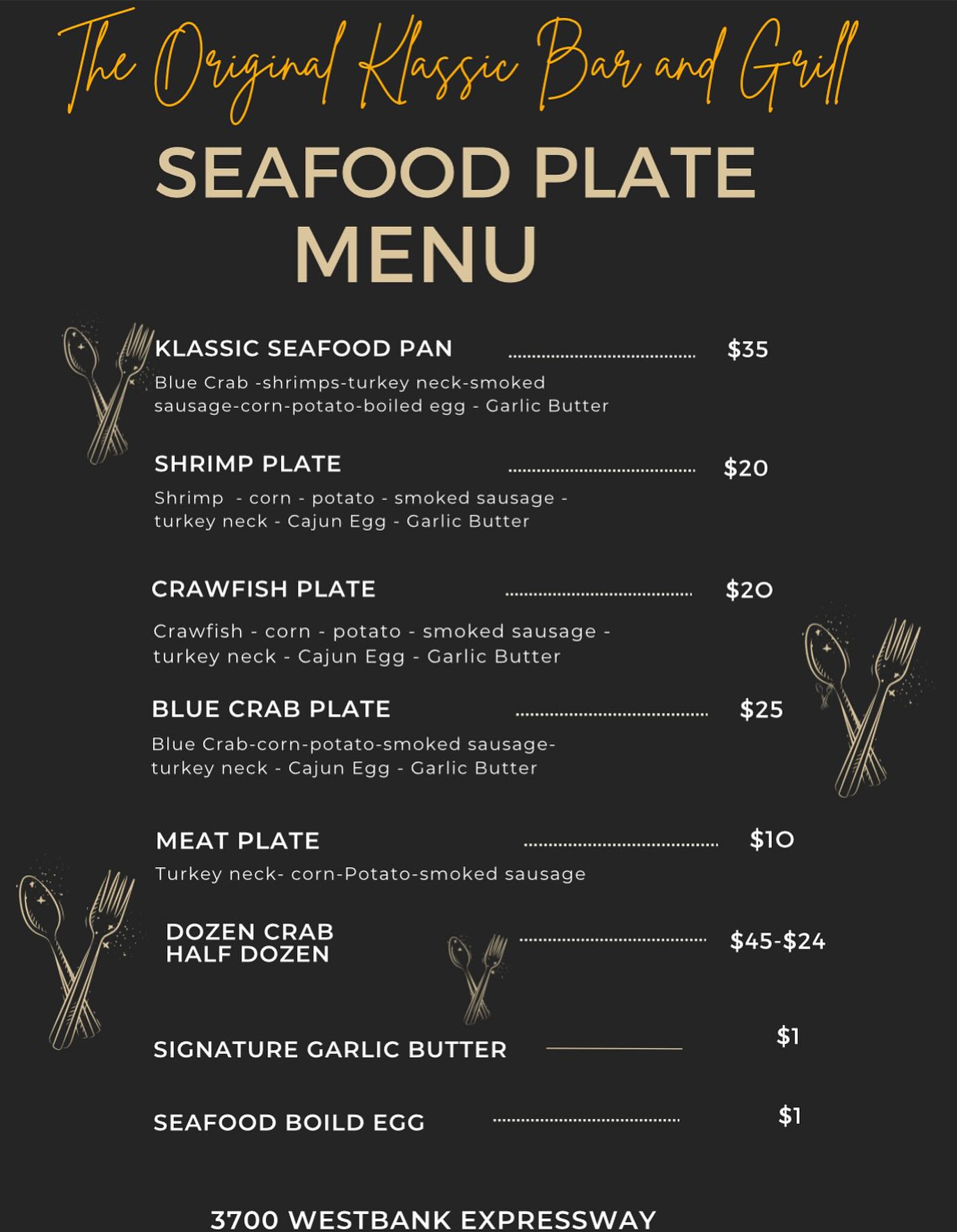 The Original Klassic Bar & Grill Menu