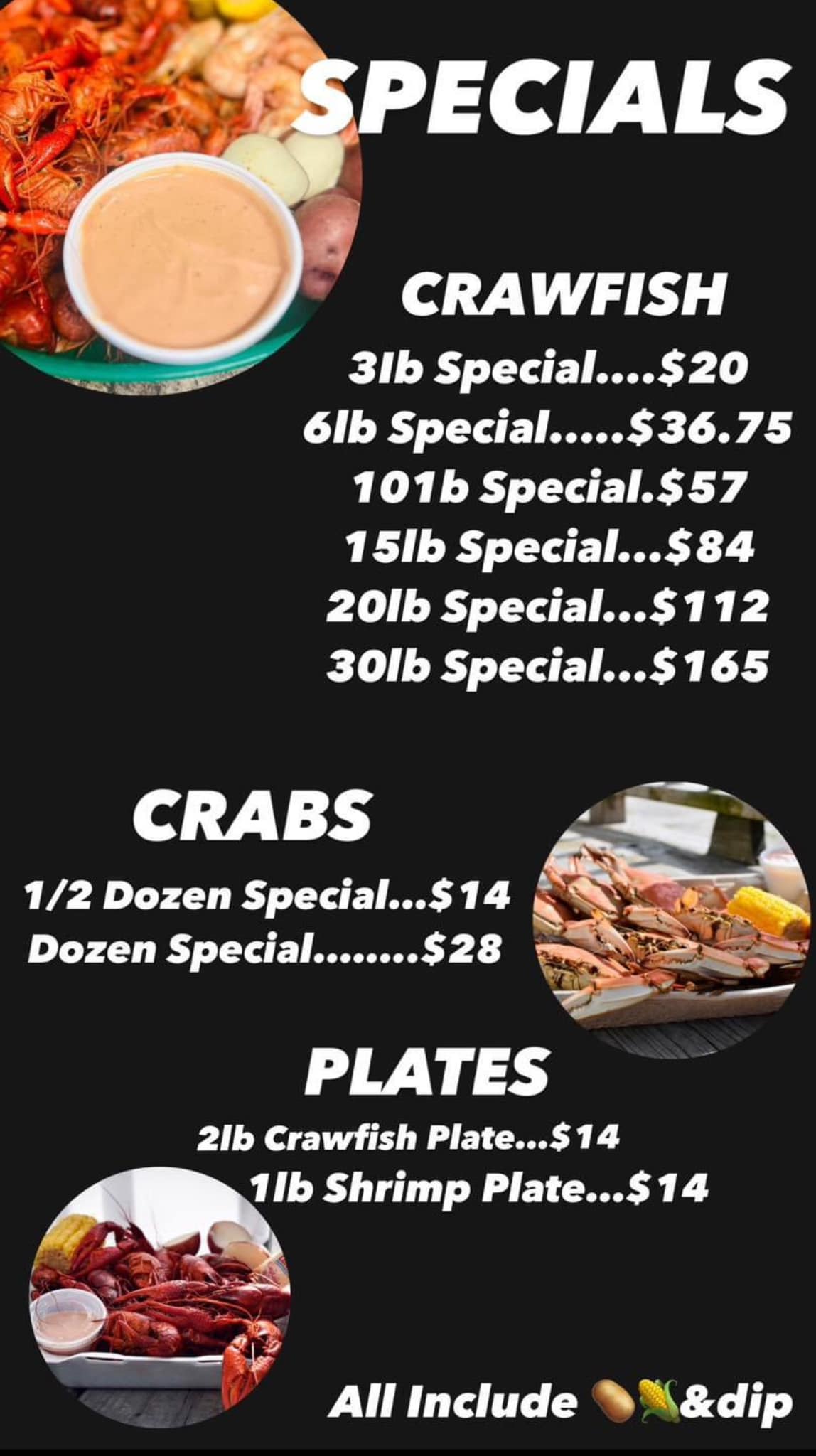 Fat Tails Seafood Menu