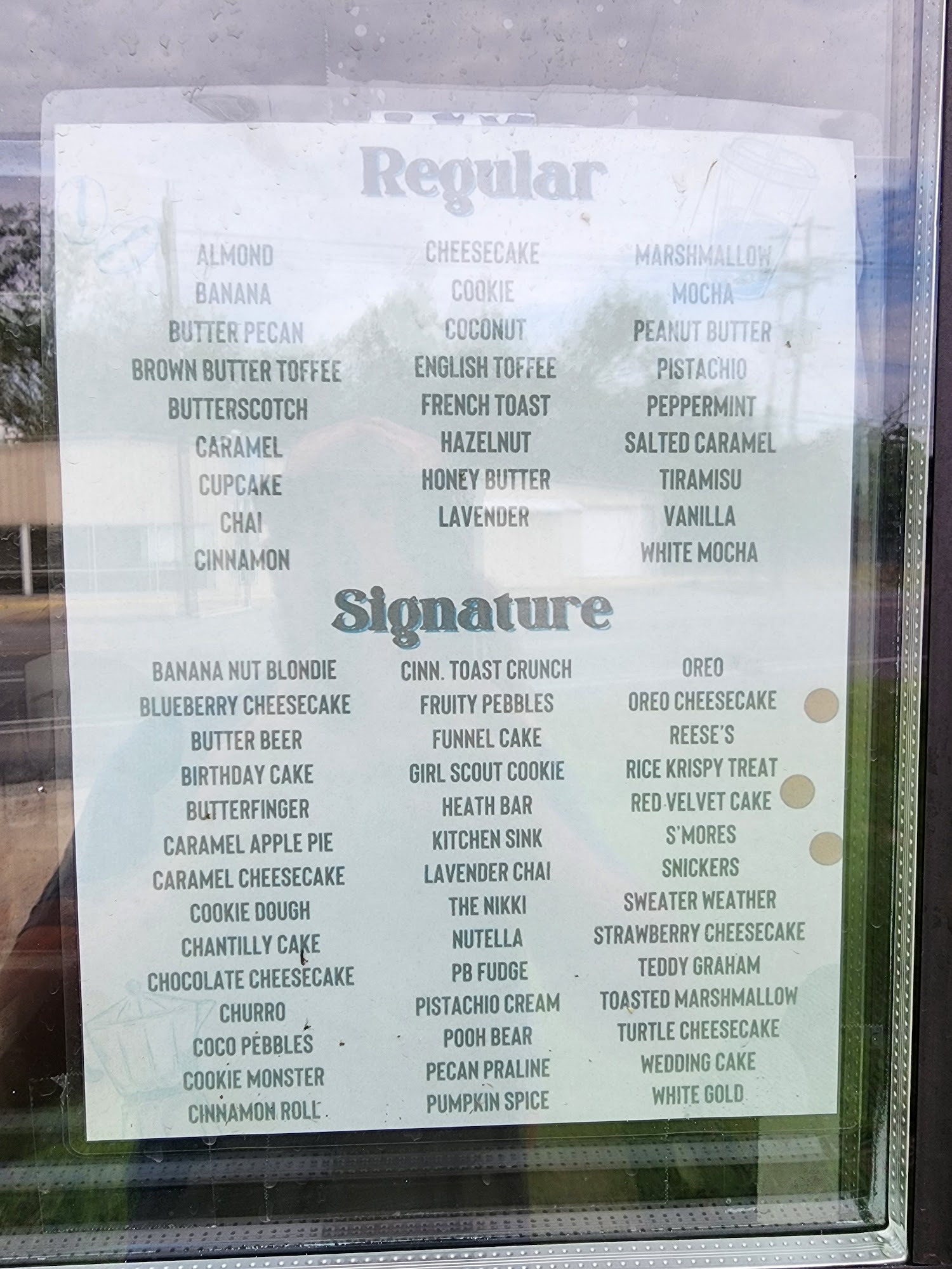 Runneth Over Coffee Menu